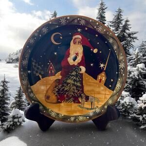 Century~ Ceramic Christmas OLD World Santa 8" Colorful Plate